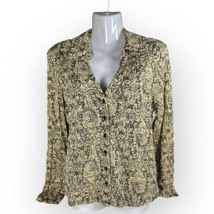 NWT Women's Woven Gold Snake Overlay Black Lining Collar Button Mob Wife Texture